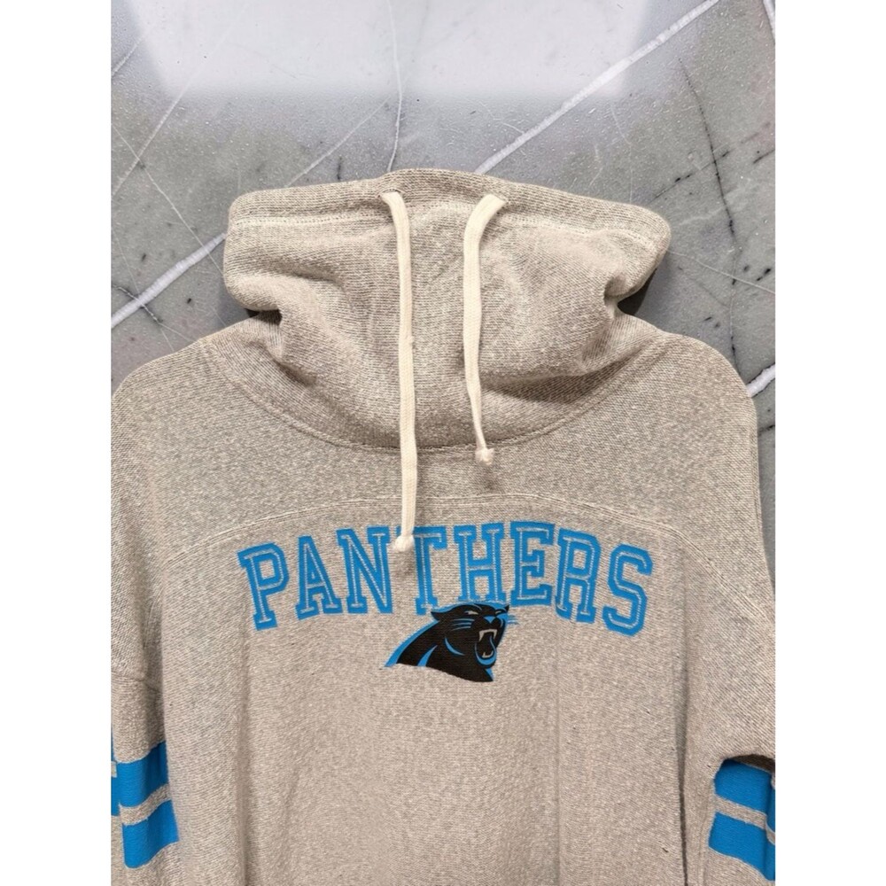 '47 Brand Carolina Panthers Cowl Neck Hoodie Grey Stripe Medium Football Fan - Picture 2 of 8